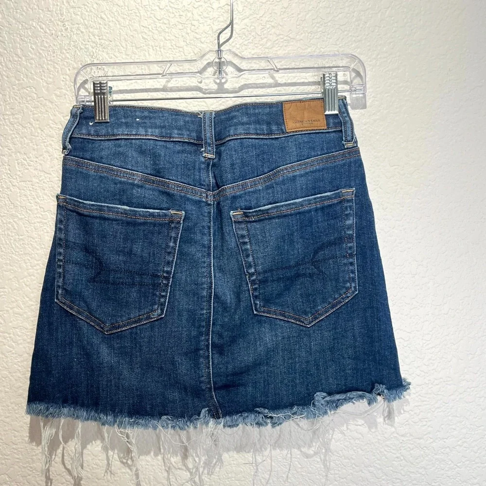 American Eagle Outfitters Mini Skirt‎ Womens 2 Blue Denim High Rise Side Zip